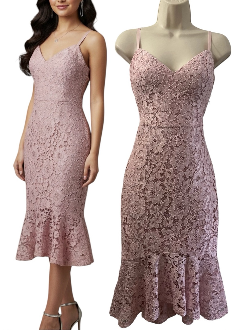 Guess Lace Trumpet Body Con Midi Dress Size 6 NWT MSRP $158